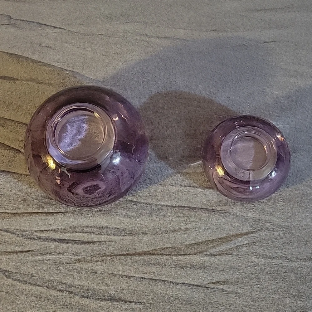Medium and Small Glass Purple Tea Lights